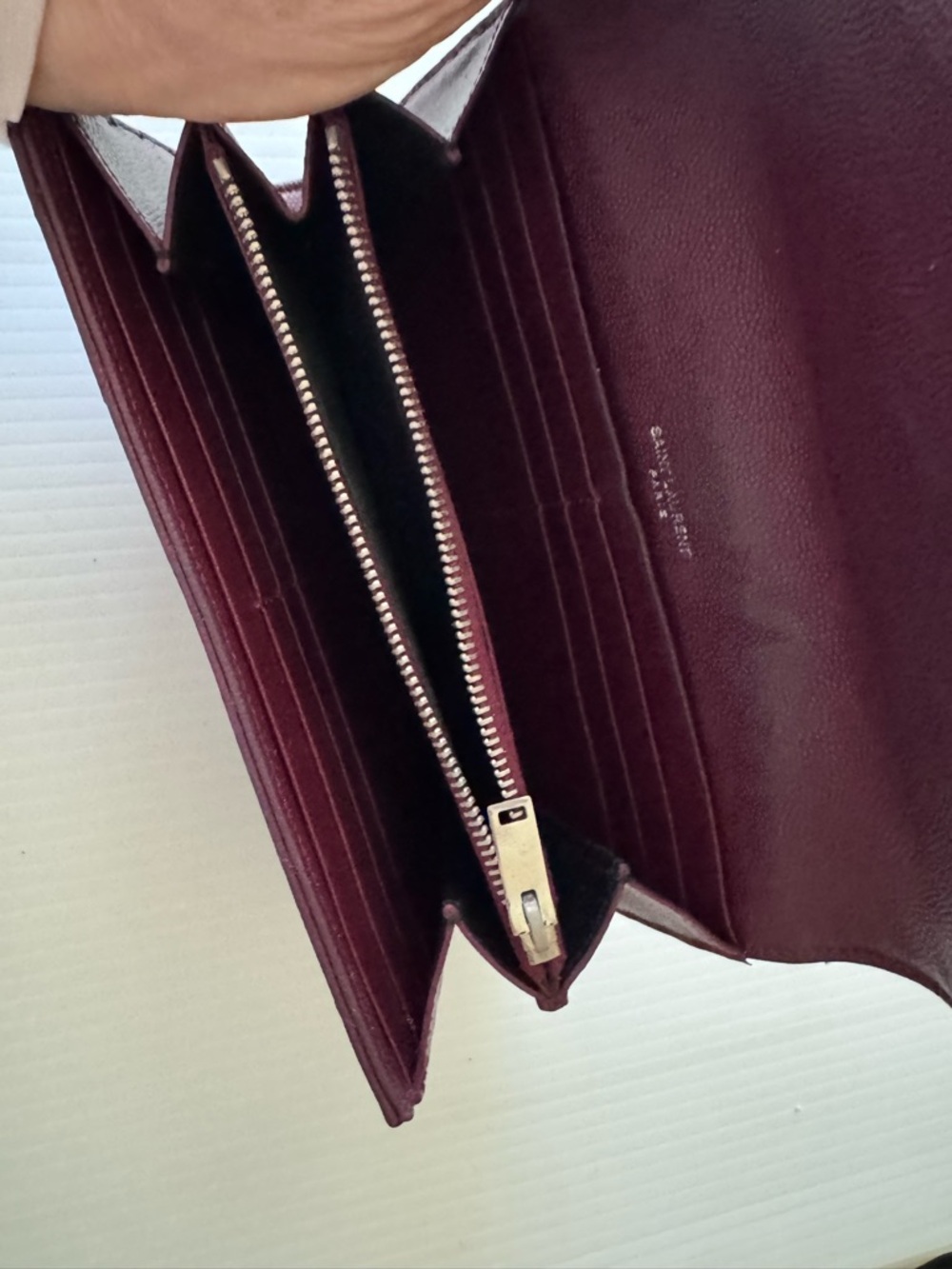 YSL Quilted Leather Wallet in Burgundy - Picture 4 of 7